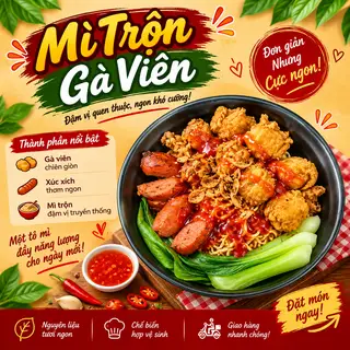 Hình ảnh Mì Trộn Gà Viên (Xúc Xích)