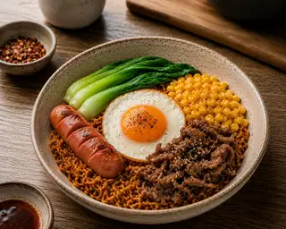 Hình ảnh Mỳ trộn indomie bò trứng xúc xích