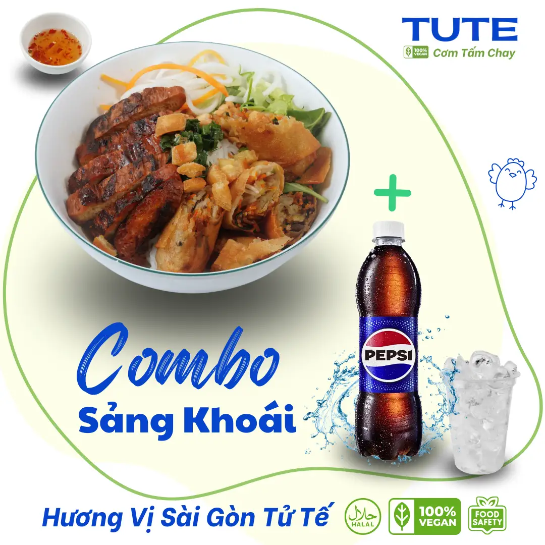 Combo Pepsi + Bún Chả Giò Chay - 59.000 ₫ tại Cơm Tấm Chay Tute - Nguyễn Thông