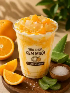 Hình ảnh Sữa chua kem muối vị cam nha đam
