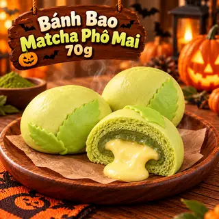 Hình ảnh Bánh Bao Matcha Phô Mai Halloween 70g