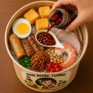 Hình ảnh BÚN THỊT LUỘC NƯỚC TƯƠNG TỎI ỚT - size L