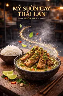 Cơm trắng vs suop sườn cay Thái lan (chua chua ngọt ngọt ) - 49.000 ₫ tại Mỳ Sườn Cay Thái Lan 95 - Lê Văn Lương