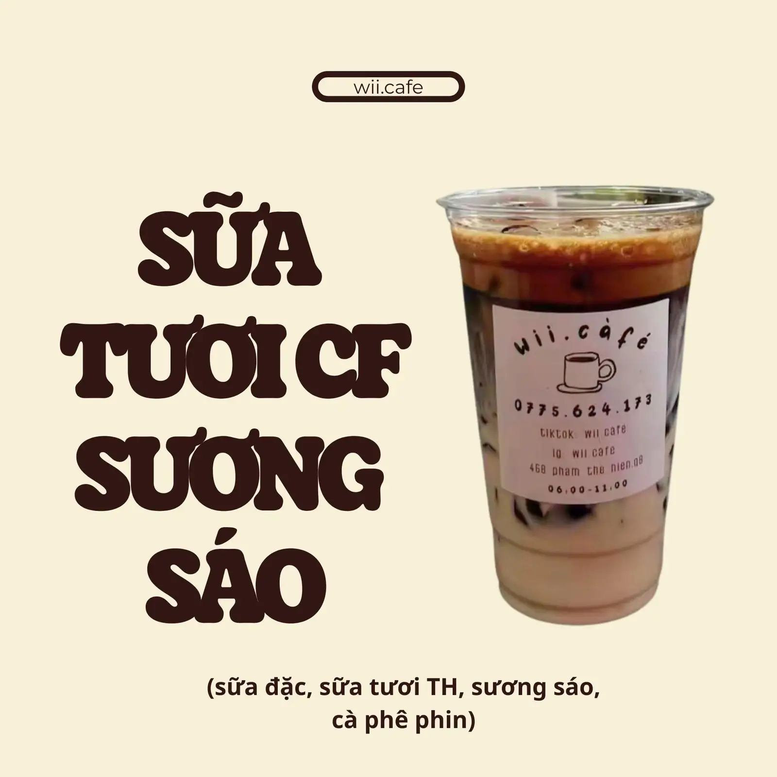 Cà phê sữa tươi sương sáo - 35.000 ₫ tại Wii.CàFé - Cà Phê, Cacao & Matcha - Phạm Thế Hiển