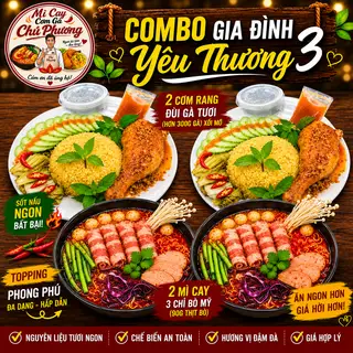 Hình ảnh cơm rang đùi gà tươi+ Mỳ cay bò Mỹ :4 món