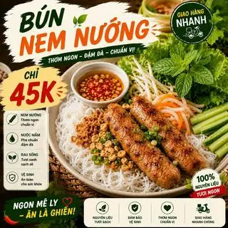 Bún nem nướng - 45.000 ₫ tại Su Su - Bún Thịt Nướng, Bún Thịt Chiên & Bánh Ướt - Hùynh Tấn Phát