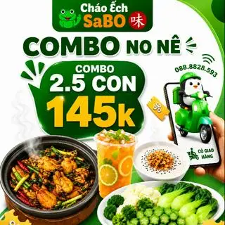 Hình ảnh Combo ếch no nê:  cháo+ 2,5 ếch+ trà tắc+ rau luộc sang xịn