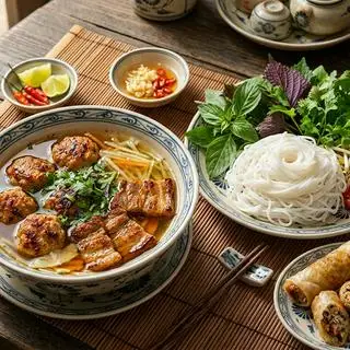 Bún chả Hà Nội đặc biệt - nem rán tôm thịt - 75.000 ₫ tại Quán 36 - Bánh Cuốn Thanh Hóa & Bún Chả Hà Nội - Quang Trung