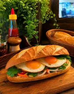 Hình ảnh Bánh mì 2 trứng ốp la