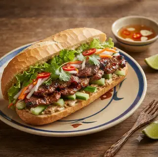Bánh mì nem nướng - 35.000 ₫ tại Bún - Cơm Thịt Nướng & Trà Trái Cây - ALLEY 399 - Nguyễn Đình Chiểu