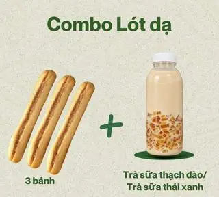 Hình ảnh COMBO LÓT DẠ: 3 bánh mì que + 1 trà sữa (chai 300ml)