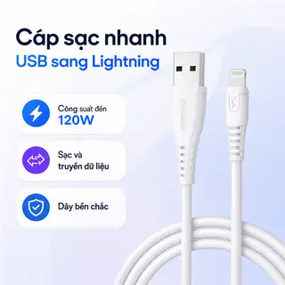 Cáp Sạc USB Sang Lightning 120W, Thiết Kế Tiện Dụng, Dễ Sử Dụng - 115.000 ₫ tại YUMAN Convenience Store - Nguyễn Thượng Hiền