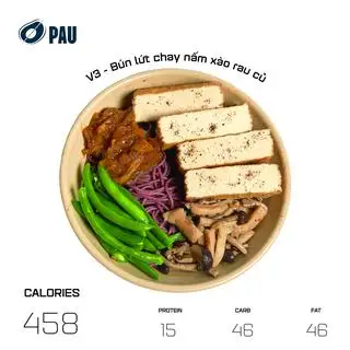 V3 - Bún lứt chay nấm xào rau củ - 89.000 ₫ tại Pau - Sous Vide Healthy Food - Nguyễn Trọng Tuyển