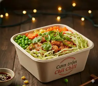 Hình ảnh Cơm trộn gà xào bắp cải