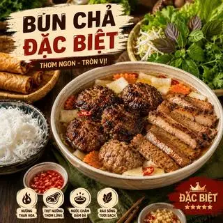 Hình ảnh Combo Bún Chả Đặc Biệt + Trà Chanh