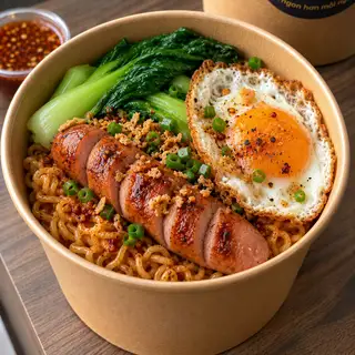 Hình ảnh Mì trộn trứng - xúc xích Đức