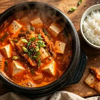 Hình ảnh cơm súp kim chi thịt ba rọi heo