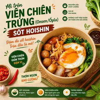 Mì trộn gấp đôi viên chiên trứng (Onsen/Ốpla) sốt Hoishin - 58.000 ₫ tại Umee - Mì Trộn Thập Cẩm, Bánh Mì Xíu Mại Và Thịt Nướng - Trương Quyền