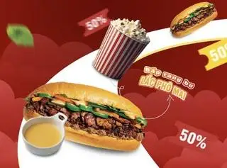 Hình ảnh Bánh Mì Thịt Nướng Sốt Trứng Muối Hoàng Kim