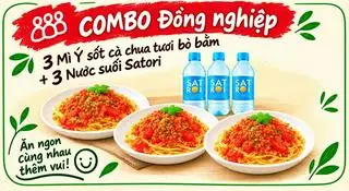 Hình ảnh [Combo Đồng nghiệp] 3 Mì ý sốt cà chua tươi bò bằm + 3 Nước suối Satori 