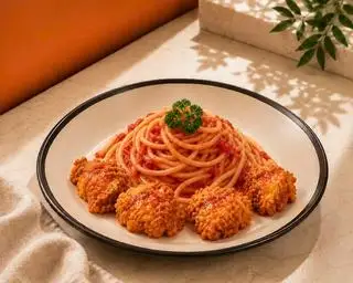 Hình ảnh Mì Ý Gà Giòn Sốt Cà- Chicken crispy with tomato sauce