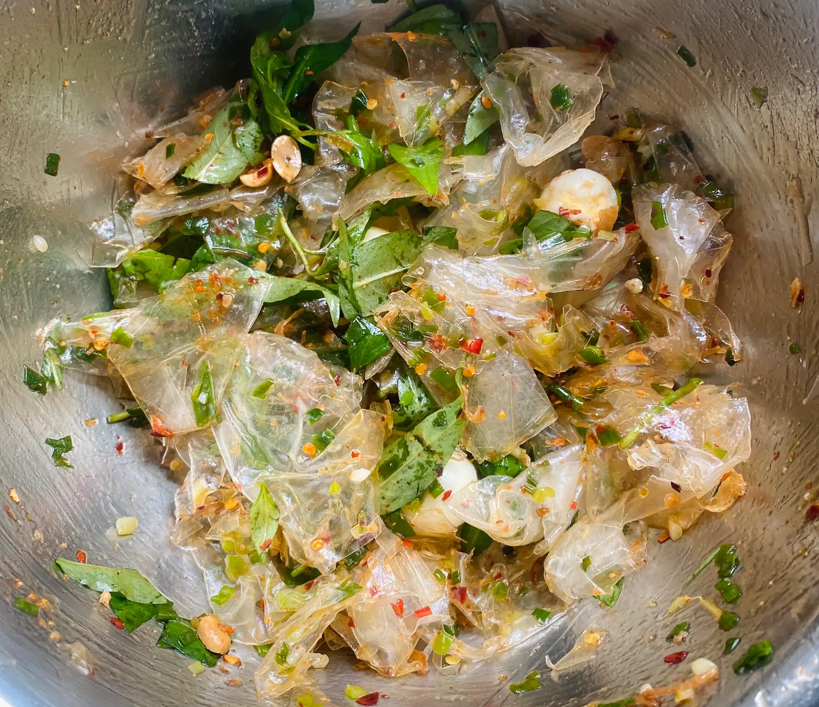 Hình ảnh Bánh tráng phơi sương trộn mỡ hành
