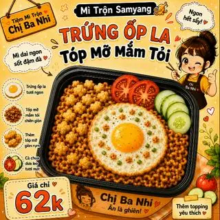 Mì Samyang trộn trứng ốp la - 62.000 ₫ tại Chụy Ba Nhi - Bánh Tráng, Mì Trộn & Cá Viên Chiên - Phạm Thế Hiển
