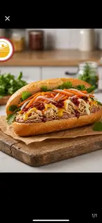 Hình ảnh Bánh mì gà xé bơ tỏi