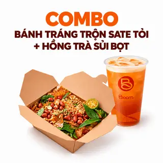 Hình ảnh [ DEAL 50% ] Combo Ăn Ngon Uống Mát: Hồng Trà Sủi Bọt + Bánh Tráng trộn Satế Tỏi