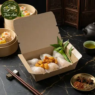 Hình ảnh Bánh Xếp Hấp Thủy Nhiệt 6 Viên + Tóp Mỡ Giòn Tan