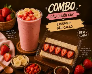 Sandwich Cacao Dâu + Dâu Chuối Xay - 80.000 ₫ tại Dâu Lắc Té Re - Nguyễn Thượng Hiền