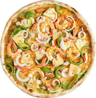 P29 - pizza hải sản xốt pesto xanh đế dày xốp - 142.000 ₫ tại 3 Râu - Gà Rán, Pizza & Trà Sữa - Bà Hạt