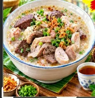 Hình ảnh cháo lòng gạo rang 