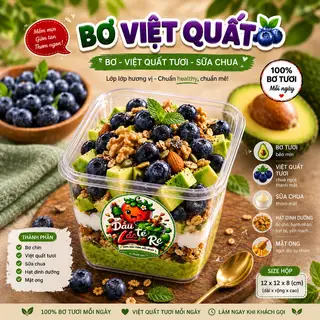 Hình ảnh Bơ Mix Việt Quất Sữa Chua Hạt ( Parfait)