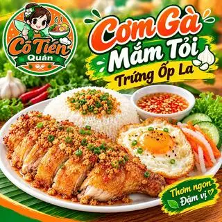 Hình ảnh Cơm gà mắm tỏi - trứng ốp la