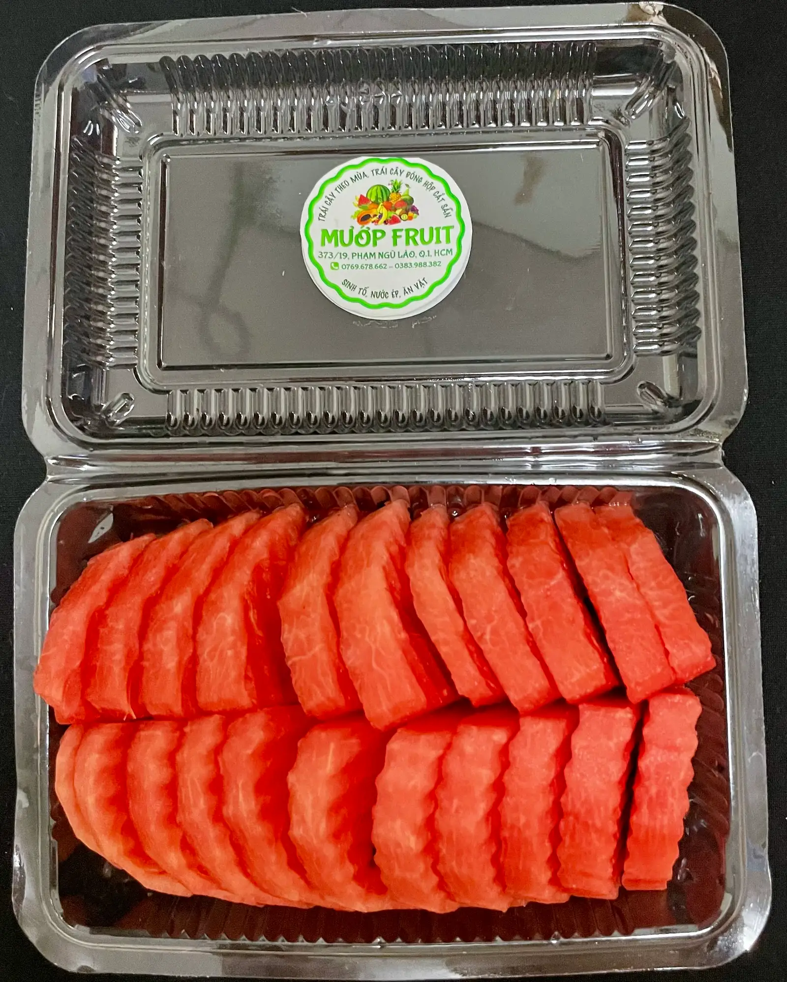 Dưa Hấu Long An Hộp (350G) - 37.000 ₫ tại Mướp Fruit - Trái Cây Cắt Sẵn - Nguyễn Đình Chiểu