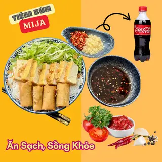 Bún nước tương Đậu Hũ - Chả giò + Coca ( dùng chay được ) - 62.000 ₫ tại Mija - Bún Nước Tương - Lê Quang Định
