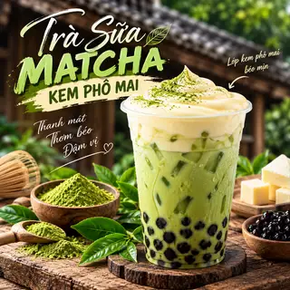 Hình ảnh Trà Sữa Matcha Kem béo vị Phô Mai