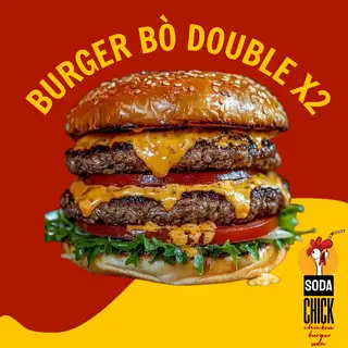 Burger double and double x2 - 139.000 ₫ tại SodaChick - Gà Rán, Burger & Soda - Lý Chính Thắng