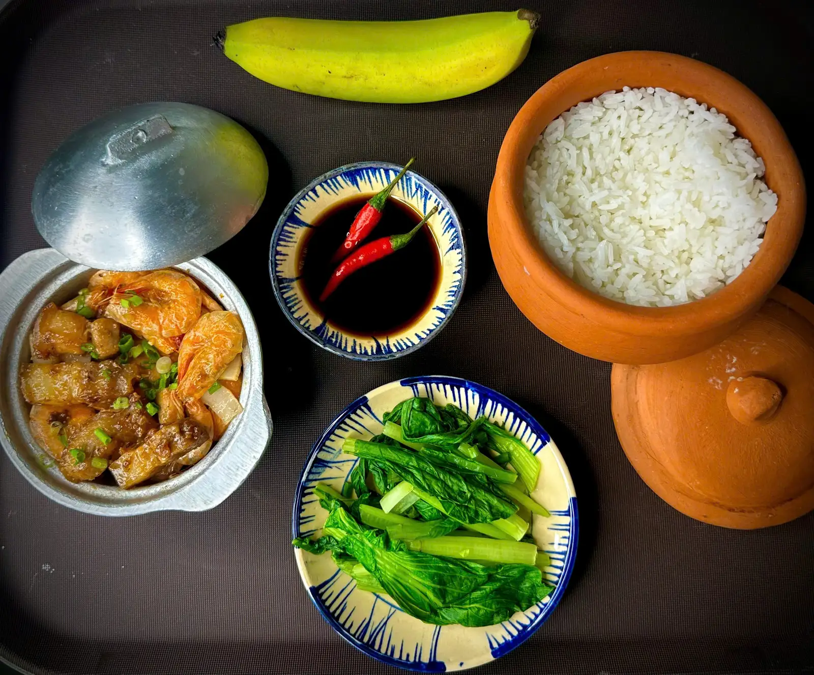 Hình ảnh Cơm Thố Ba Rọi Kho Tép