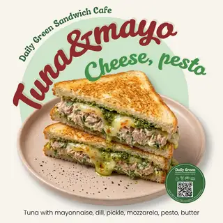 Hình ảnh Sandwich cá ngừ phô mai pesto - tuna melted cheese