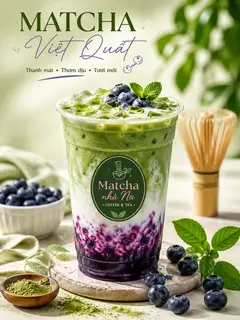 Hình ảnh Matcha latte việt quất 