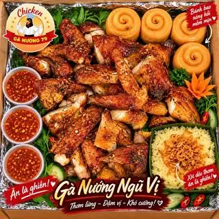 Hình ảnh Gà nướng ngũ vị- xôi - cắt sẵn