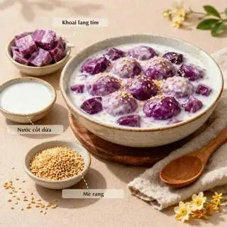 Chè khoai tím dẻo - 37.500 ₫ tại Bếp Anh Giảng Viên - Chè Thủ Công - Phan Đăng Lưu