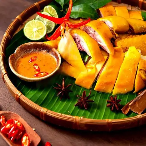 Gà ủ muối nửa con kèm rau dưa muối chấm - 135.000 ₫ tại Sài Gòn Food - Gà Hấp Muối Lá Chanh & Gà Ủ Muối Hoa Tiêu - Nguyễn Hữu Cảnh