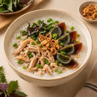 Hình ảnh Cháo gà xé trứng bắc thảo