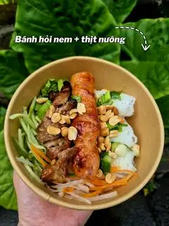 Hình ảnh Bánh hỏi thịt nướng, nem nướng