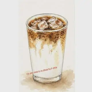 Hình ảnh Cafe mix sữa chua hạt chia