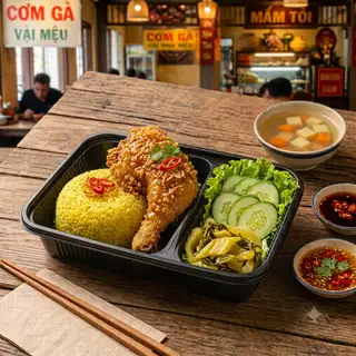 Hình ảnh Combo No Nê: Cơm Gà Giòn Đùi Lớn + 1 Ly Coca