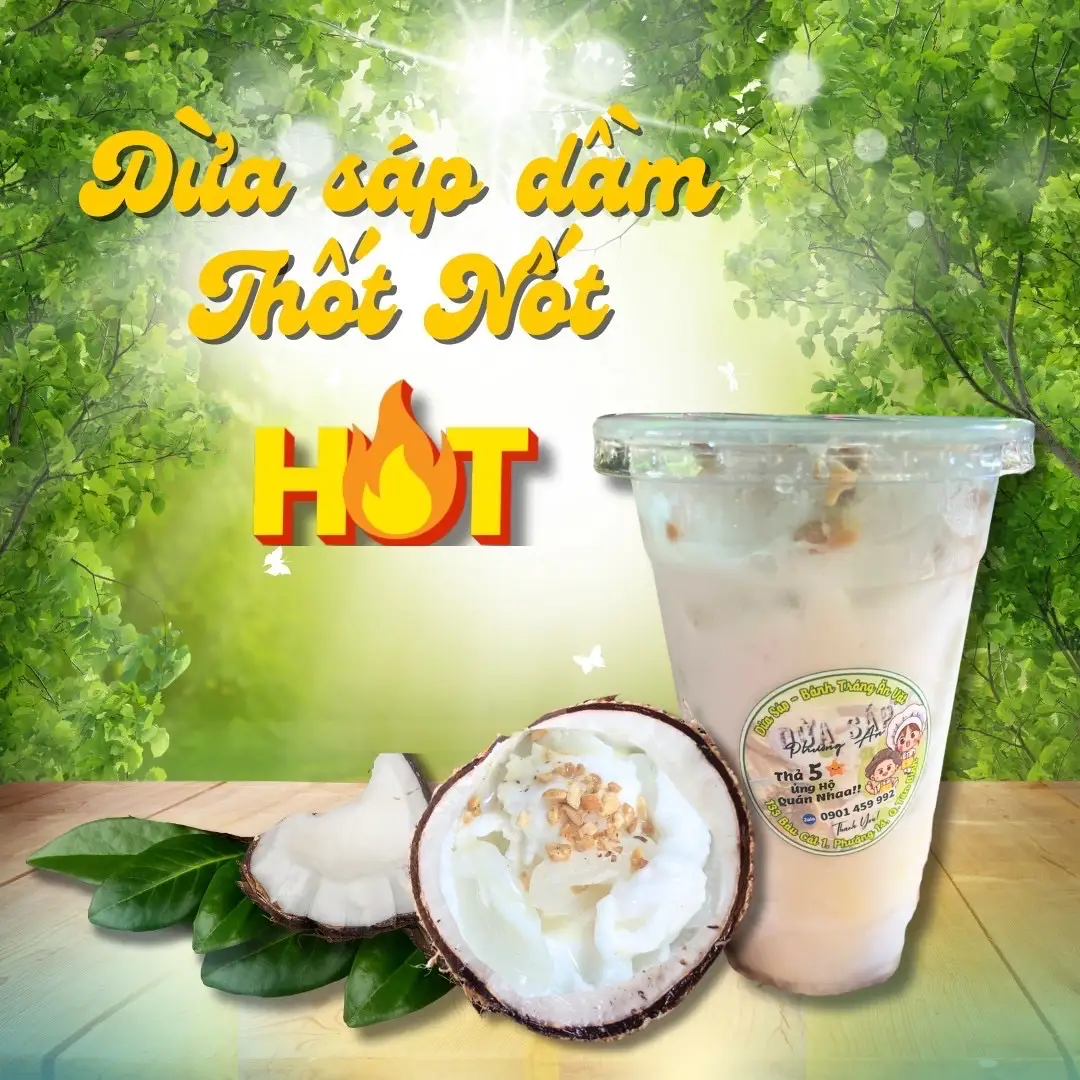 ?DỪA SÁP DẦM THỐT NỐT LY 700ml SIÊU NGON VÀ NHIỀU TOPPING - 75.000 ₫ tại Bánh Tráng Trộn Gỏi Khô Bò và Dừa Sáp Dầm Thốt Nốt - Bàu Cát 1